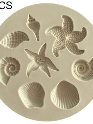 2 PCS  Marine Element Mould Sea Star Conch Shell Model Silicone Cake Fondant Tool, Cake Fondant Tool