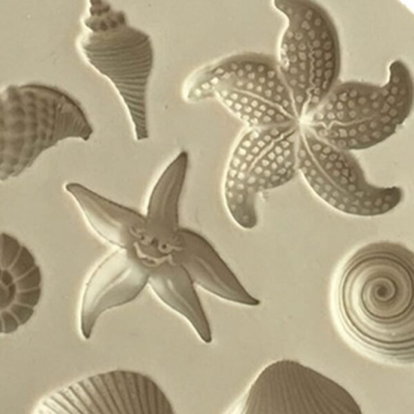 2 PCS  Marine Element Mould Sea Star Conch Shell Model Silicone Cake Fondant Tool, Cake Fondant Tool