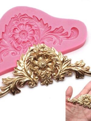 2 PCS Vintage Embossed Fondant Silicone Mold Court Lace Flower Vine DOY Baking Cake Tool, Lace Flower Vine(Pink), Lace Flower Vine(Gray)