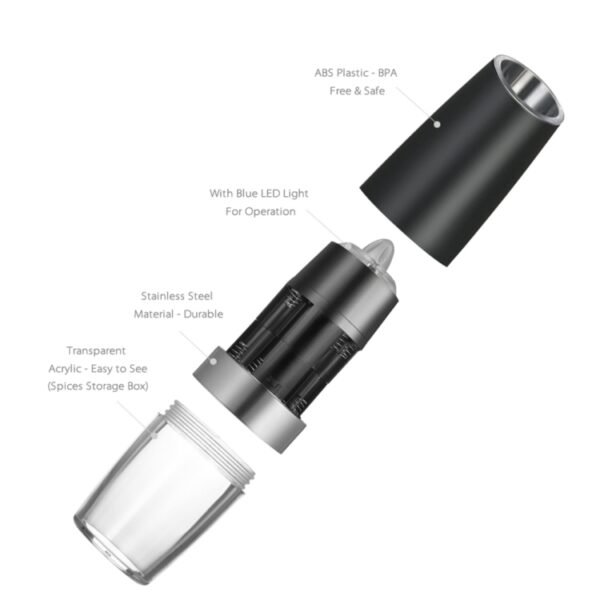Automatic Electric Pepper Grinder Salt Mill with LED Light