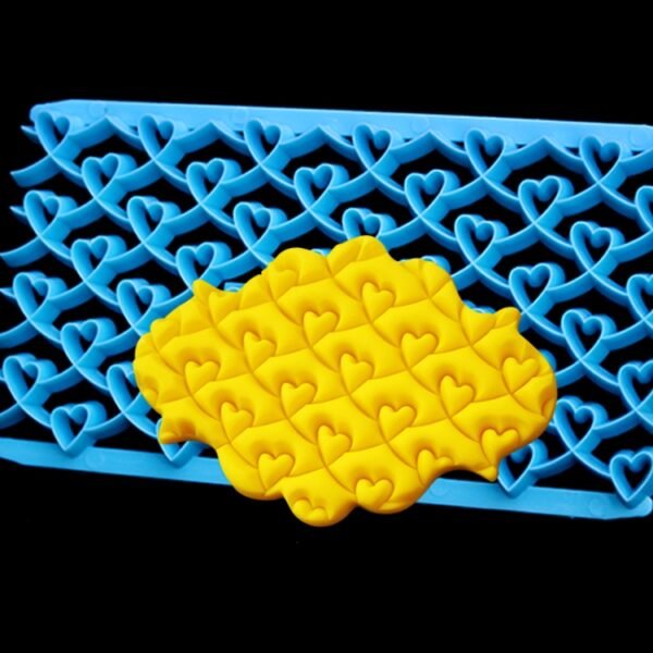 2 PCS Cake Fondant Tool Heart Shaped Diamond Texture Plaid Overpass Quyi Seal Printing Mould