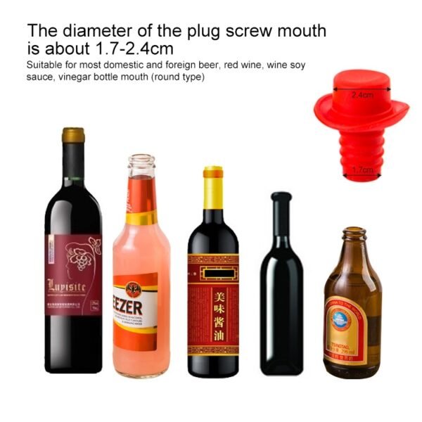 TBD083353601D_3.jpg Silica Gel Top Hat Fresh Wine Corks Cruet Red Wine Stopper, 2 PCS Hat Shape(Brown), 2 PCS Hat Shape(Black), 2 PCS Hat Shape(Red Wine), 2 PCS Hat Shape(Yellow), 2 PCS Hat Shape(Rose Red), 2 PCS Hat Shape(Red)