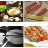Household Food Grade Aluminum Alloy Kitchen Non-stick Coating Pressure Meat Patty Cake Hamburger Mold with 40 PCS Sided Silicone Papers